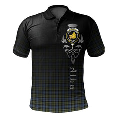 Clan Campbell Faded Tartan Polo Shirt - Alba Celtic Style IY95 Campbell Faded Tartan Tartan Polo