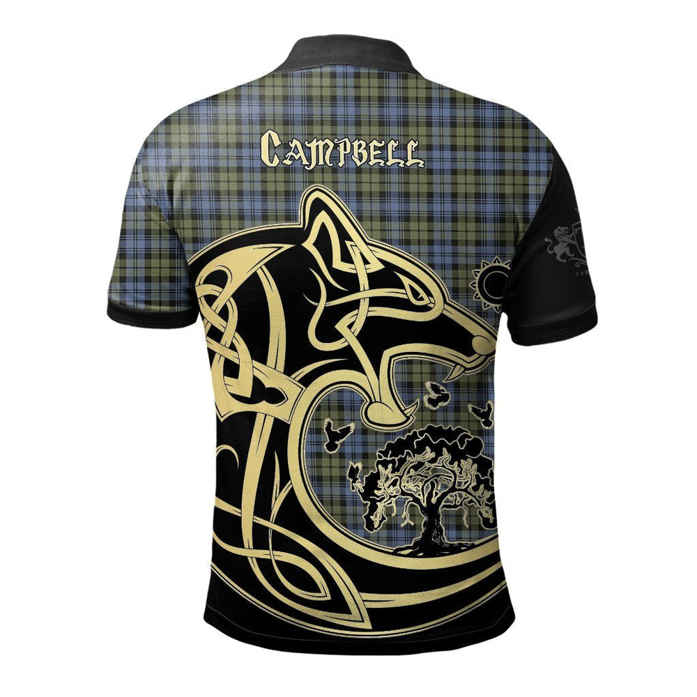 Clan Campbell Faded Tartan Polo Shirt Viking Wolf XX20 Campbell Faded Tartan Tartan Polo