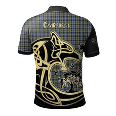 Clan Campbell Faded Tartan Polo Shirt Viking Wolf XX20 Campbell Faded Tartan Tartan Polo