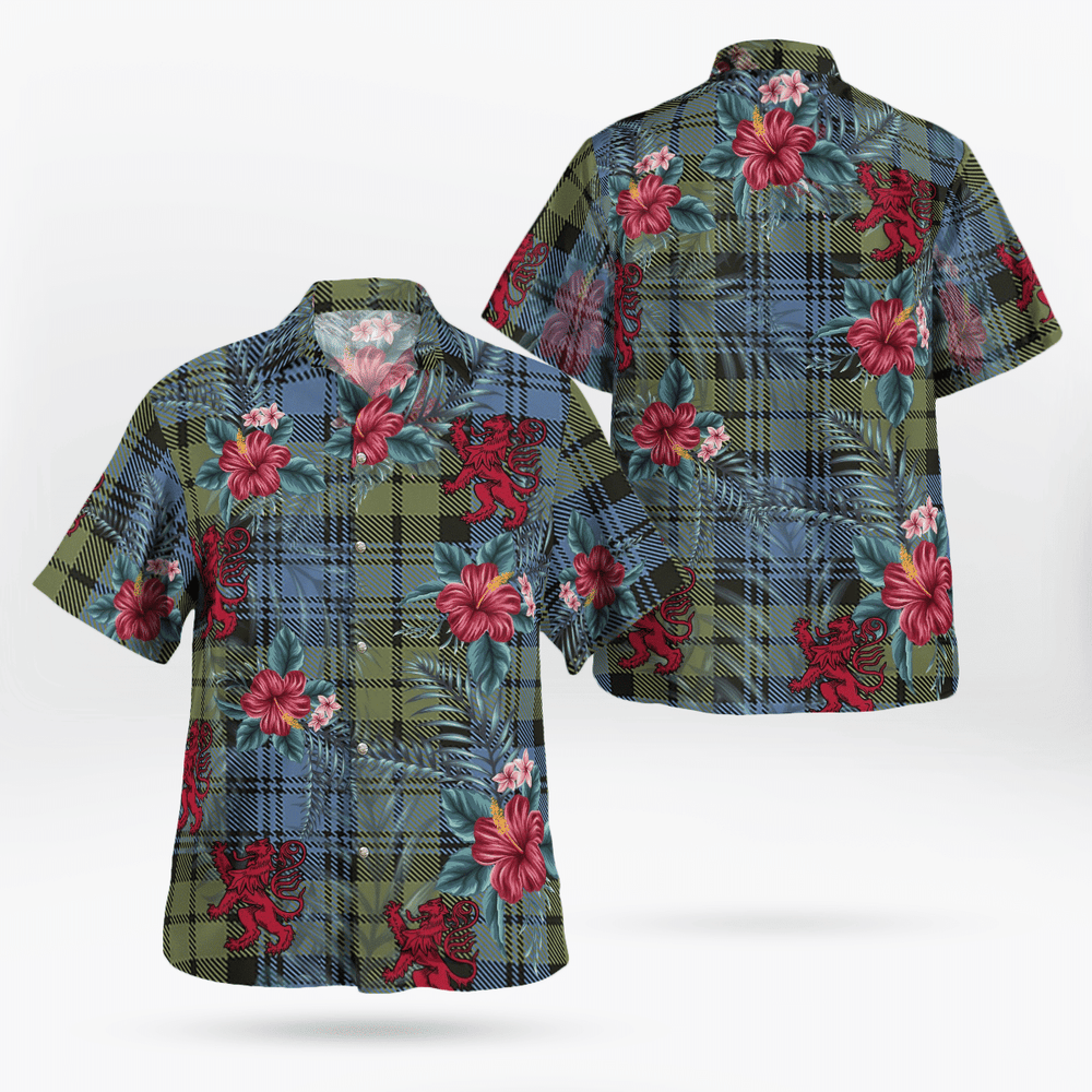 Clan Campbell Faded Tartan Scottish Lion Hawaiian Shirt DY37 Campbell Faded Tartan Tartan Hawaii Shirt