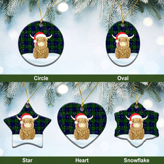 Clan Campbell Modern Tartan Christmas Ceramic Ornament Highland Cows Style WR59 Campbell Modern Tartan Tartan Ornament