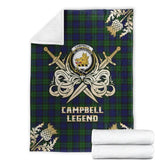 Clan Campbell Modern Tartan Gold Courage Symbol Blanket FR85 Clan Campbell Tartan Today