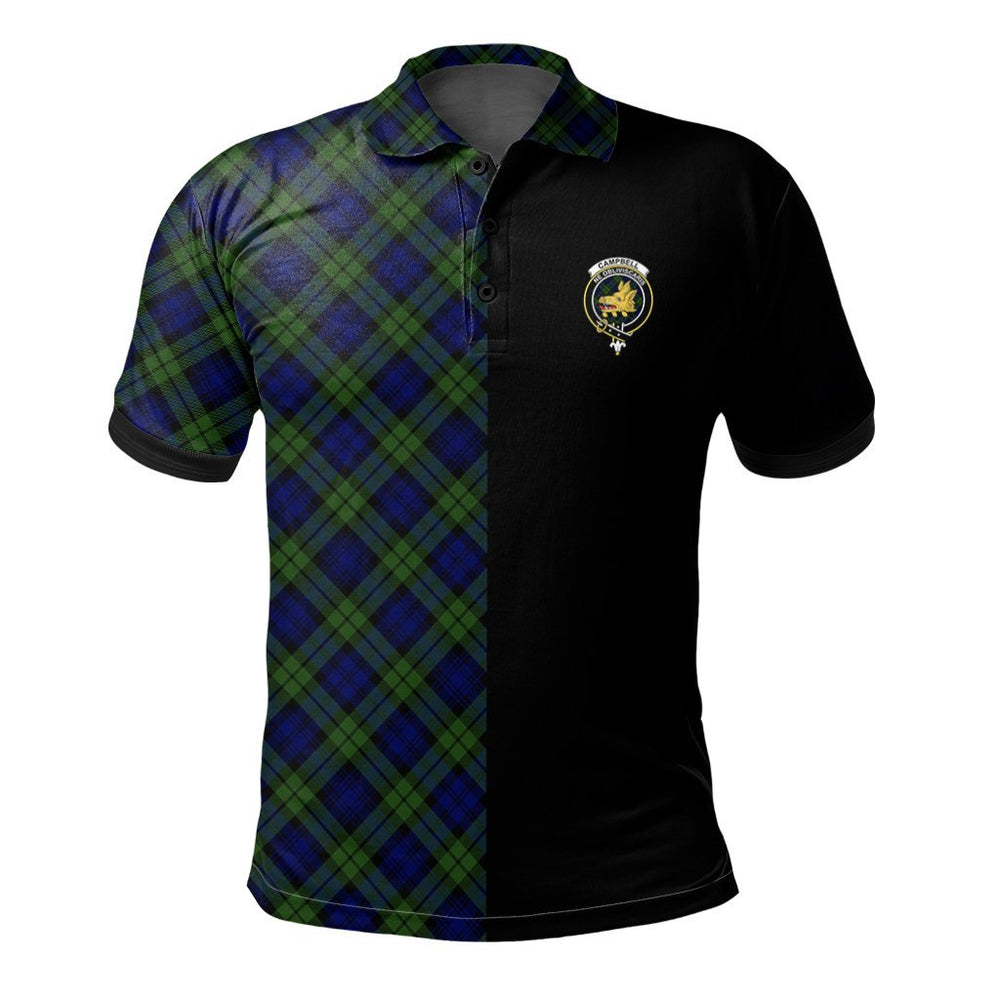 Clan Campbell Modern Tartan Polo Shirt Half of Me - Cross Style QK32 Campbell Modern Tartan Tartan Polo