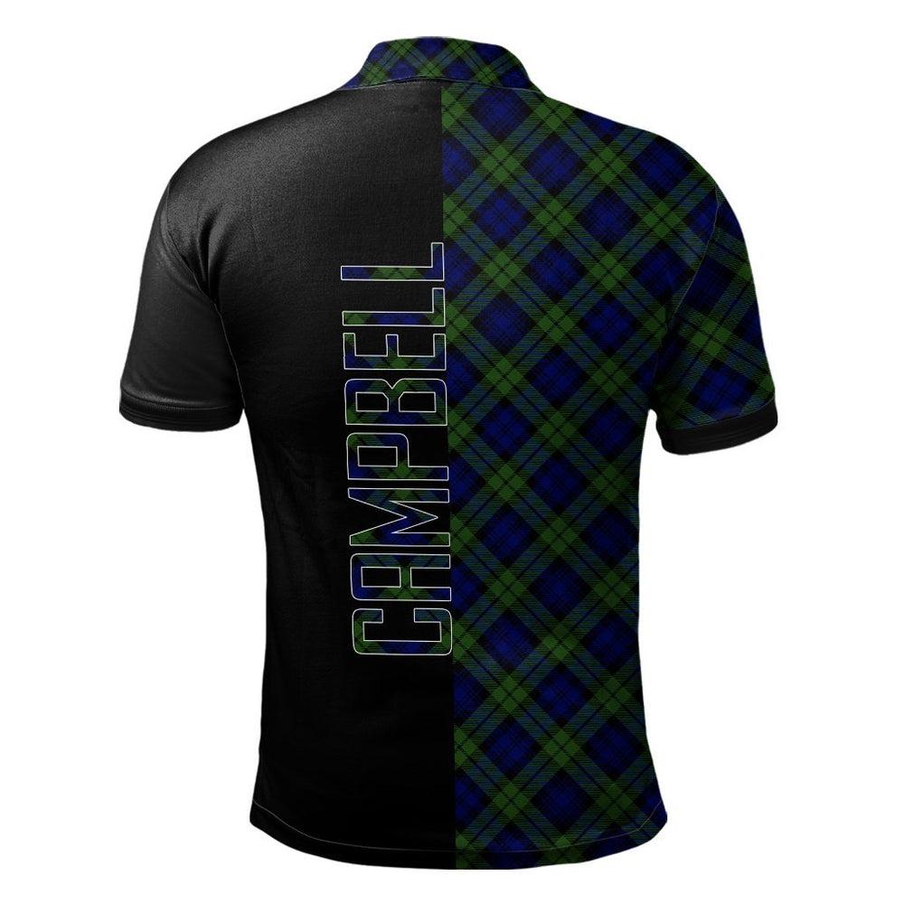 Clan Campbell Modern Tartan Polo Shirt Half of Me - Cross Style QK32 Campbell Modern Tartan Tartan Polo