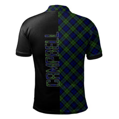 Clan Campbell Modern Tartan Polo Shirt Half of Me - Cross Style QK32 Campbell Modern Tartan Tartan Polo
