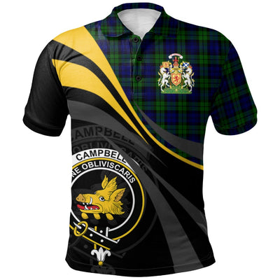 Clan Campbell Modern Tartan Polo Shirt - Royal Coat Of Arms Style