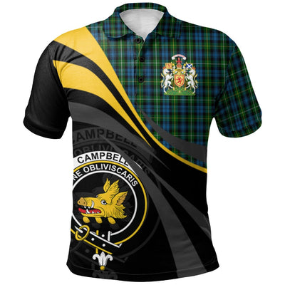 Clan Campbell of Argyll (no guards) Tartan Polo Shirt - Royal Coat Of Arms Style