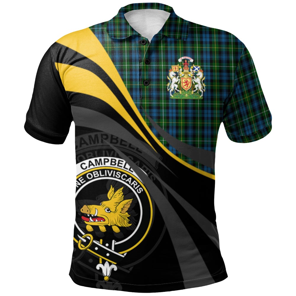 Clan Campbell of Argyll (no guards) Tartan Polo Shirt - Royal Coat Of Arms Style ZM35 Campbell of Argyll (no guards) Tartan Tartan Polo