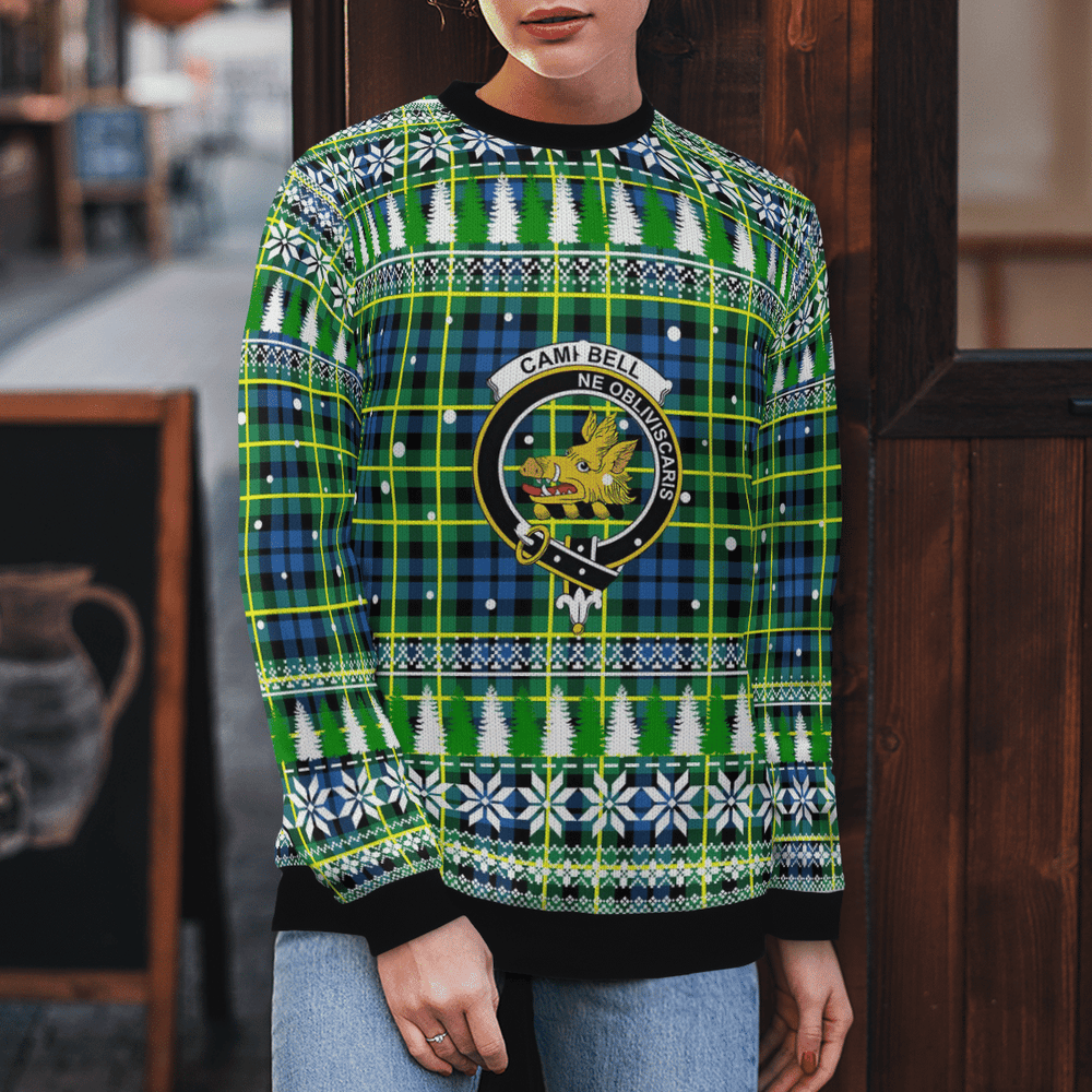 Clan Campbell of Breadalbane Ancient Crest Tartan Christmas Ugly Sweater JN27 Campbell of Breadalbane Ancient Crest Tartan Tartan Ugly Sweater