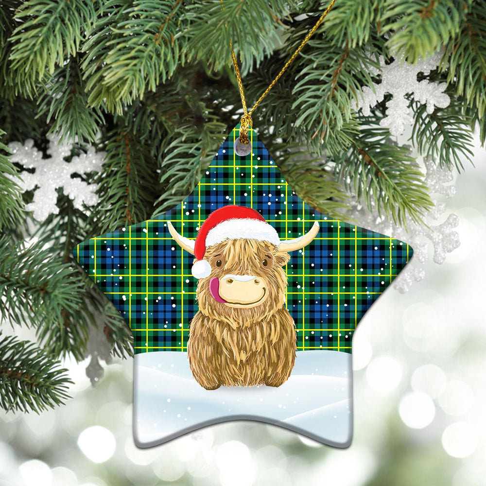 Clan Campbell of Breadalbane Ancient Tartan Christmas Ceramic Ornament Highland Cows Style ON52 Campbell of Breadalbane Ancient Tartan Tartan Ornament