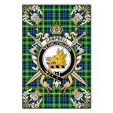 Clan Campbell of Breadalbane Ancient Tartan Crest Black Garden Flag  - Gold Thistle  PJ59 Clan Campbell of Breadalbane Tartan Today