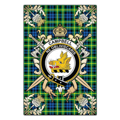 Clan Campbell of Breadalbane Ancient Tartan Crest Black Garden Flag - Gold Thistle PJ59 Clan Campbell of Breadalbane Tartan Today