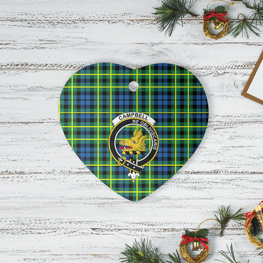 Clan Campbell of Breadalbane Ancient Tartan Crest Heart Ceramic Ornament VF53 Campbell of Breadalbane Ancient Tartan Tartan Christmas