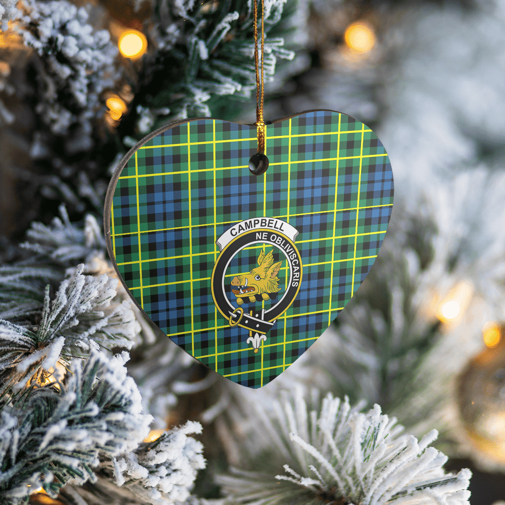 Clan Campbell of Breadalbane Ancient Tartan Crest Heart Ceramic Ornament VF53 Campbell of Breadalbane Ancient Tartan Tartan Christmas