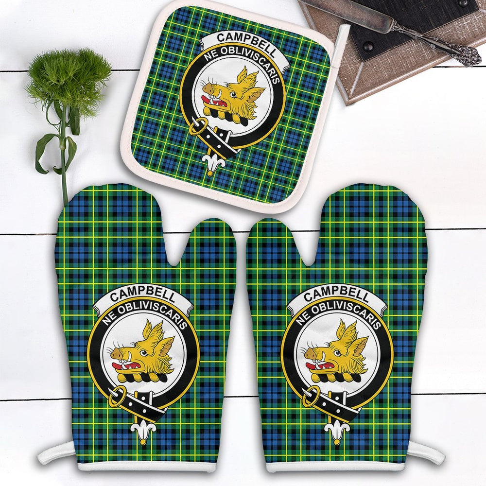 Clan Campbell Of Breadalbane Ancient Tartan Crest Oven Mitt And Pot Holder (2 Oven Mitts + 1 Pot Holder) HQ85 Clan Campbell of Breadalbane Tartan Today