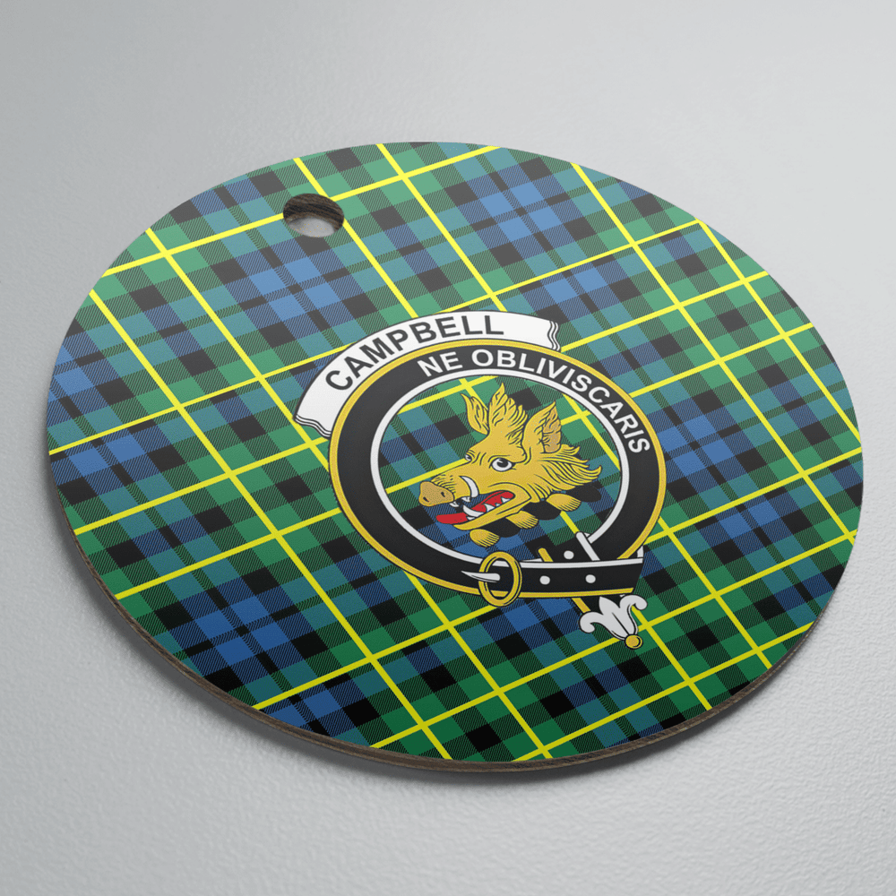 Clan Campbell of Breadalbane Ancient Tartan Crest Round Ceramic Ornament SI95 Campbell of Breadalbane Ancient Tartan Tartan Christmas