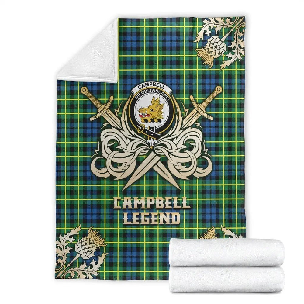 Clan Campbell of Breadalbane Ancient Tartan Gold Courage Symbol Blanket FZ88 Clan Campbell of Breadalbane Tartan Today