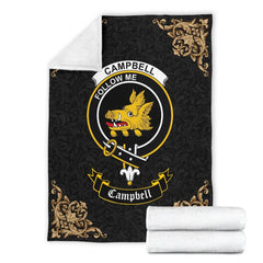Clan Campbell (of Breadalbane) Crest Tartan Premium Blanket Black SPUS80 Clan Campbell Tartan Today