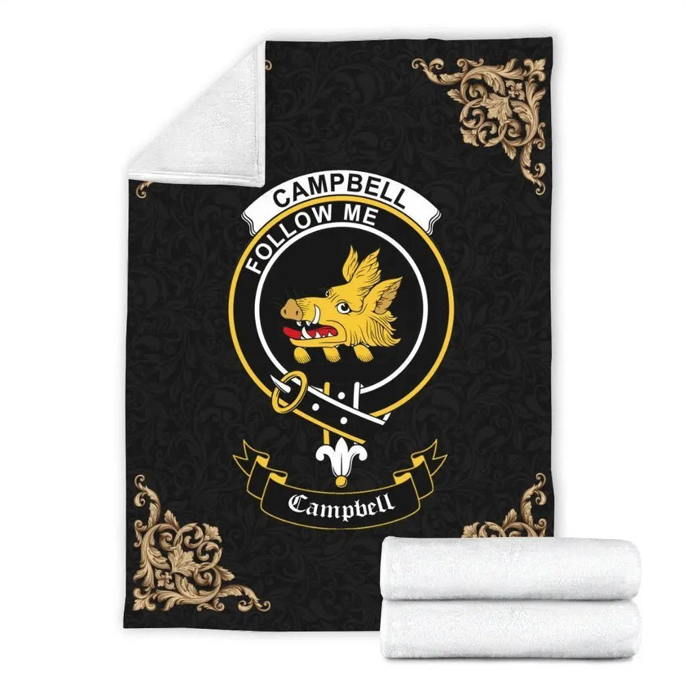 Clan Campbell (of Breadalbane) Crest Tartan Premium Blanket Black WP68 Clan Campbell Tartan Today