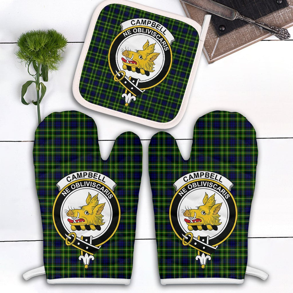 Clan Campbell Of Breadalbane Modern Tartan Crest Oven Mitt And Pot Holder (2 Oven Mitts + 1 Pot Holder) WR85 Clan Campbell of Breadalbane Tartan Today