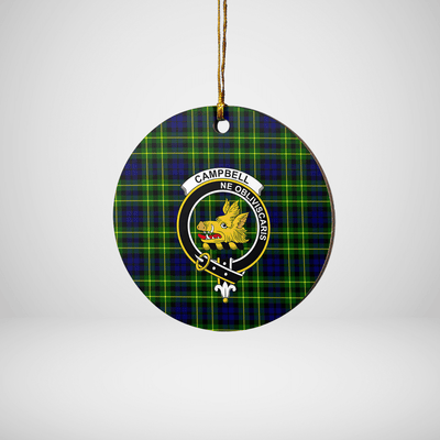 Clan Campbell of Breadalbane Modern Tartan Crest Round Ceramic Ornament