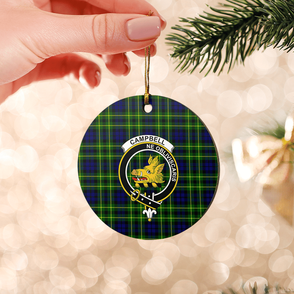 Clan Campbell of Breadalbane Modern Tartan Crest Round Ceramic Ornament NJ11 Campbell of Breadalbane Modern Tartan Tartan Christmas