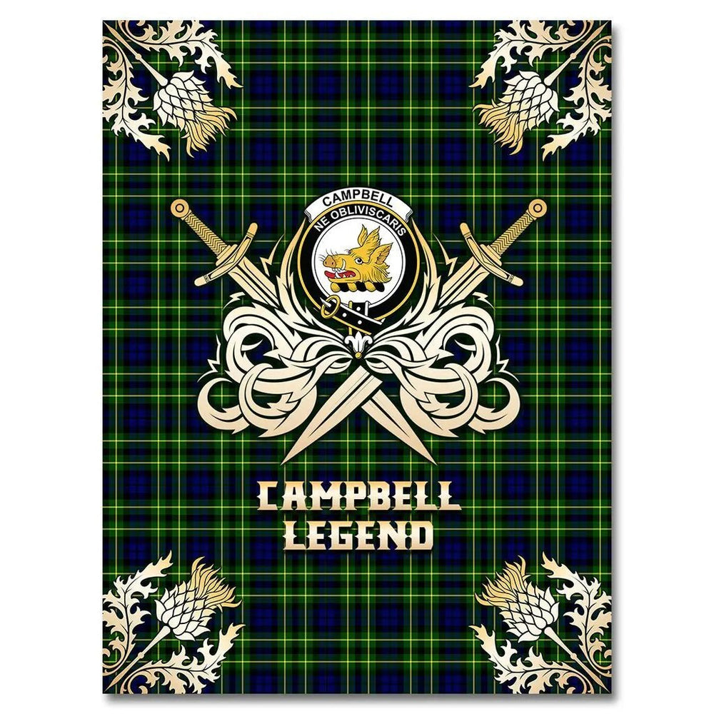 Clan Campbell of Breadalbane Modern Tartan Gold Courage Symbol Blanket XJ59 Clan Campbell of Breadalbane Tartan Today