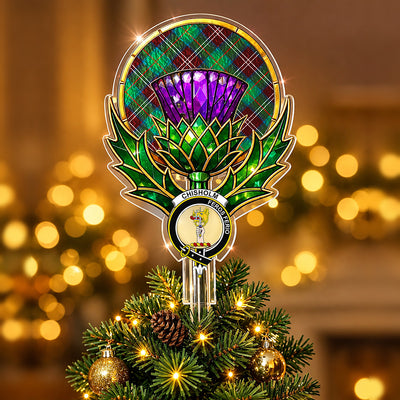 Clan Chisholm Hunting Ancient Tartan Thistle Christmas Tree Topper