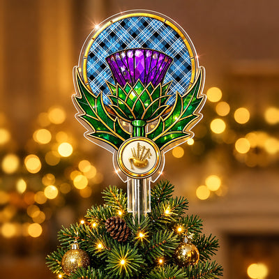 Clan Clark Ancient Tartan Thistle Christmas Tree Topper