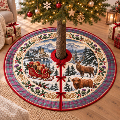 Clan Crawford Ancient Tartan Highland Christmas Tree Skirt