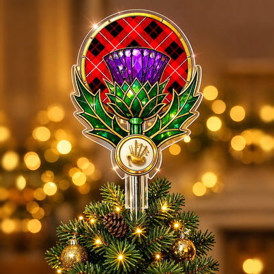 Clan Cunningham Modern Tartan Thistle Christmas Tree Topper