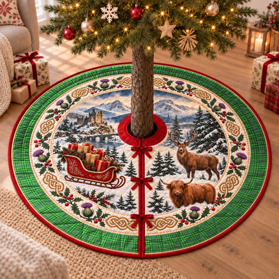 Clan Currie Tartan Highland Christmas Tree Skirt