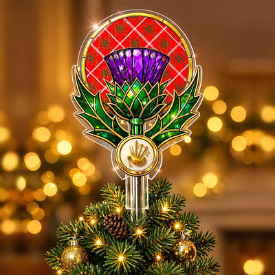 Clan Duke of Rothesay Modern Tartan Thistle Christmas Tree Topper