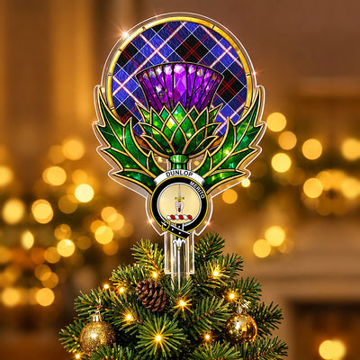 Clan Dunlop Modern Tartan Thistle Christmas Tree Topper
