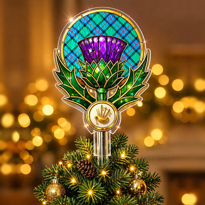 Clan Flower Of Scotland Tartan Thistle Christmas Tree Topper