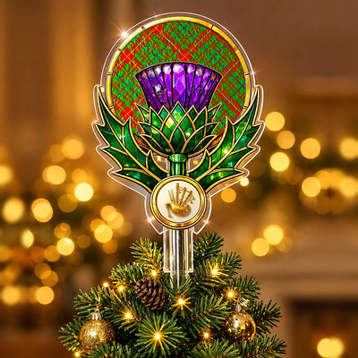 Clan Fulton Tartan Thistle Christmas Tree Topper