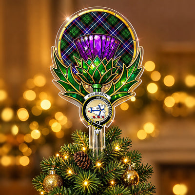 Clan Galbraith Modern Tartan Thistle Christmas Tree Topper