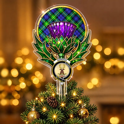 Clan Gordon Modern Tartan Thistle Christmas Tree Topper