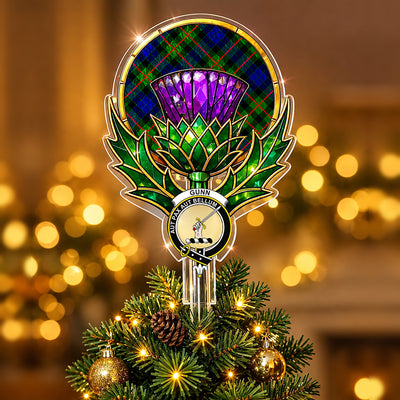 Clan Gunn Modern Tartan Thistle Christmas Tree Topper