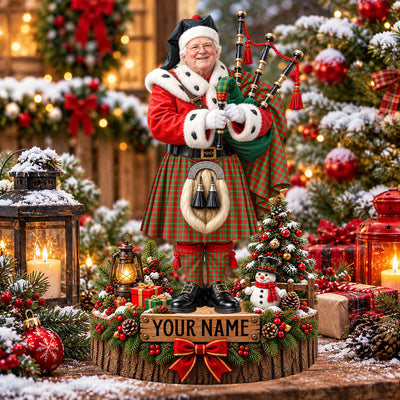 Clan Lennox Tartan Christmas Piper Plaque with Custom Photo & Name