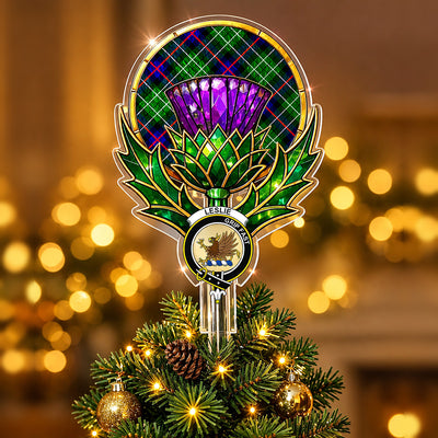 Clan Leslie Hunting Tartan Thistle Christmas Tree Topper