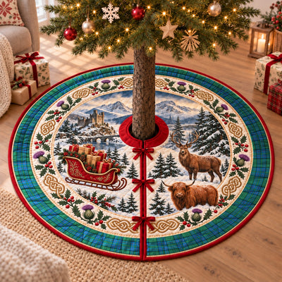 Clan Lockhart Tartan Highland Christmas Tree Skirt