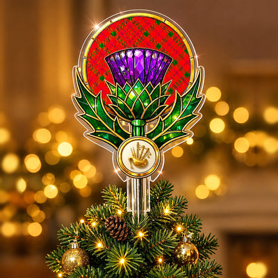 Clan MacDonnell of Keppoch Modern Tartan Thistle Christmas Tree Topper
