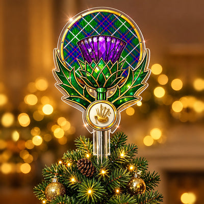 Clan MacIntyre Hunting Modern Tartan Thistle Christmas Tree Topper