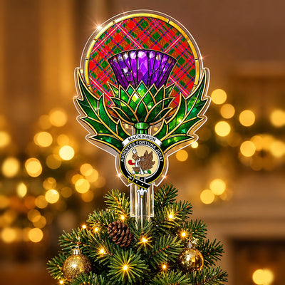 Clan MacKinnon Modern Tartan Thistle Christmas Tree Topper