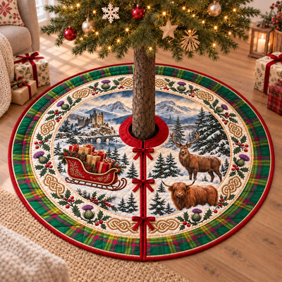 Clan MacMillan Old Ancient Tartan Highland Christmas Tree Skirt