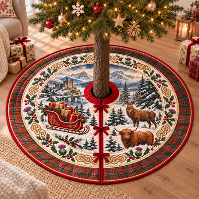 Clan MacPherson Weathered Tartan Highland Christmas Tree Skirt