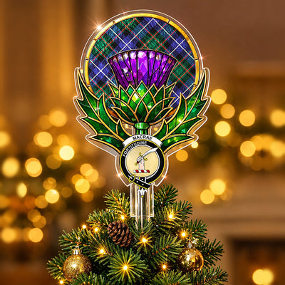 Clan MacRae Hunting Modern Tartan Thistle Christmas Tree Topper