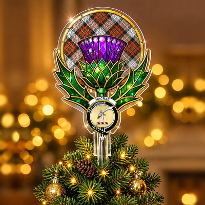 Clan MacRae Hunting Weathered Tartan Thistle Christmas Tree Topper