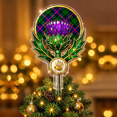 Clan Morrison Modern Tartan Thistle Christmas Tree Topper